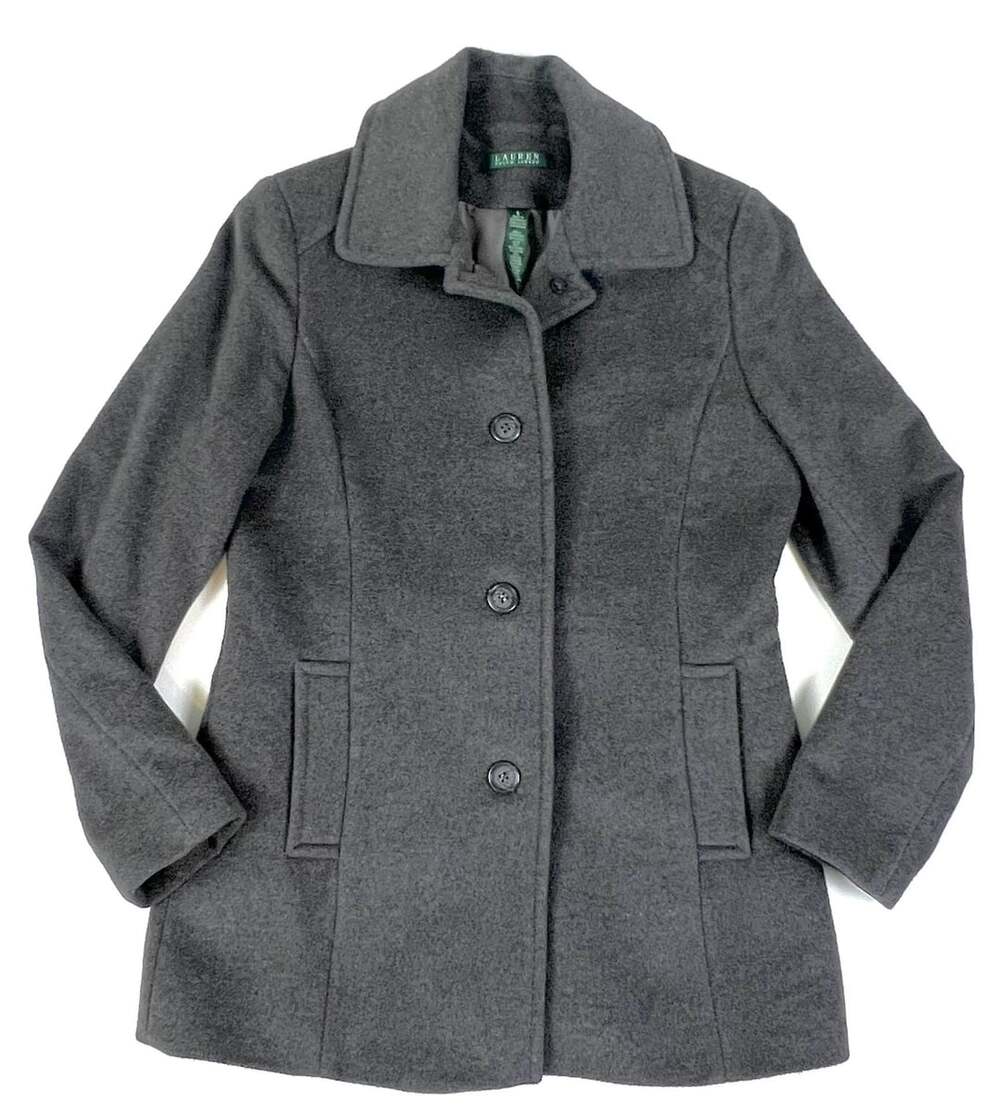 Lauren Ralph Lauren Women's Dark Gray Wool Blend Pea Coat Size 6
